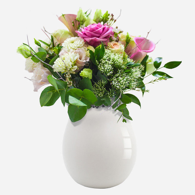 Morning Grace - Hand tied collection of pink and white flower delivered in a vase.